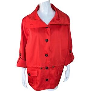 Ruby Rd. Women's 16W Button Front‎ Jacket 3/4 Sleeves Red-Orange Pockets